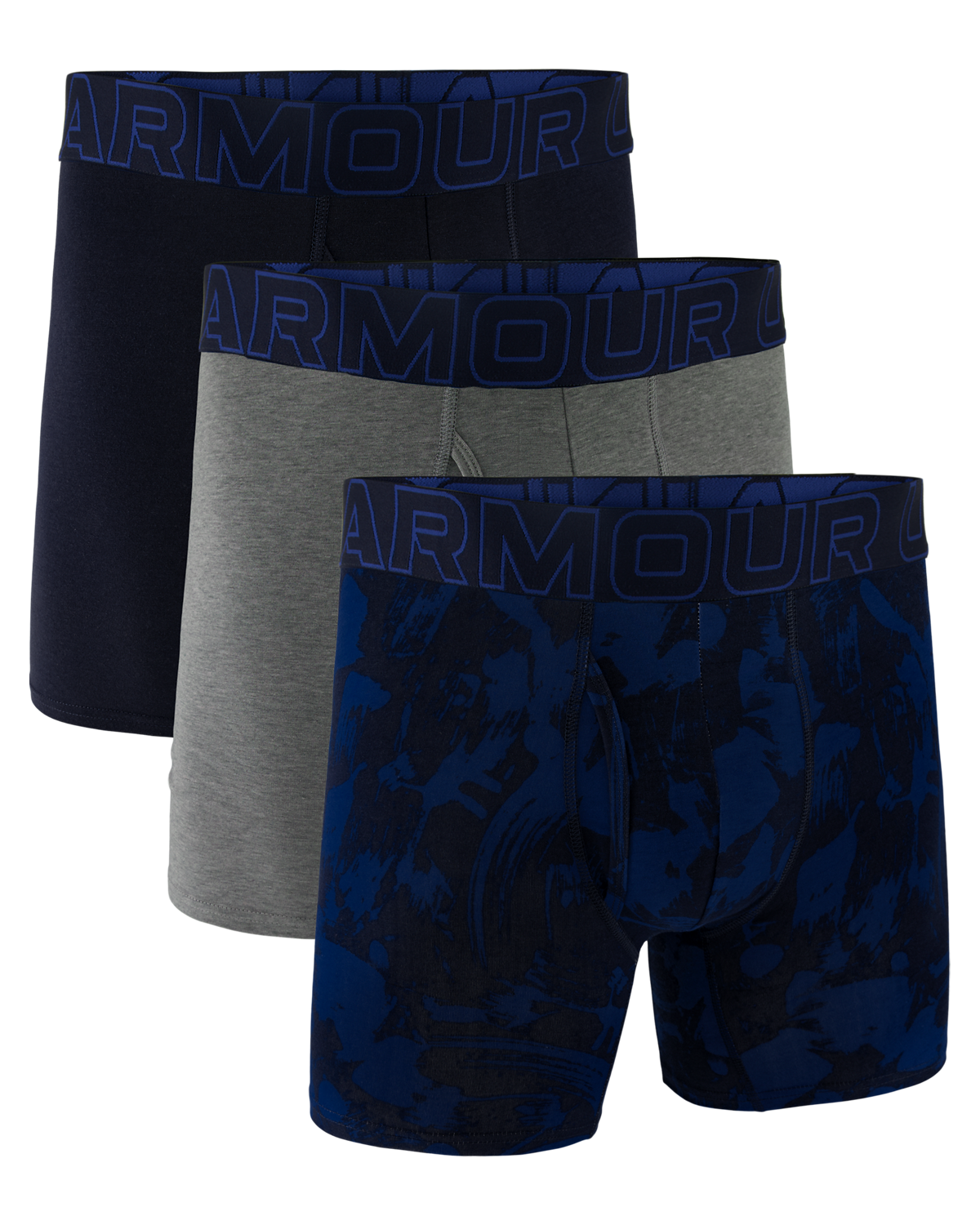 Men's Cotton 6inch 3Pk Print/Solid Boxer Briefs