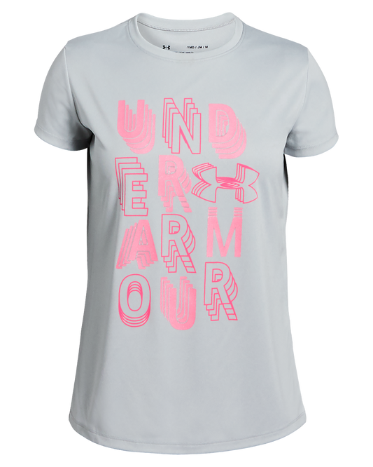 Girls' UA Linear Wordmark Short Sleeve Shirt