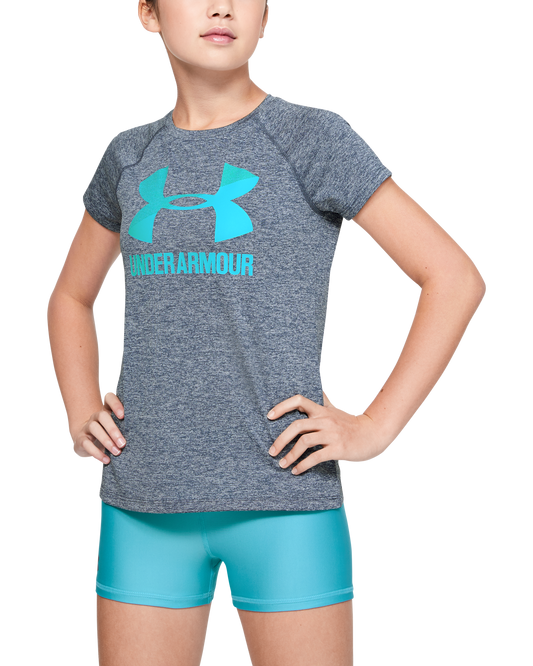 Girls' UA Big Logo Tee Twist Short Sleeve Shirt