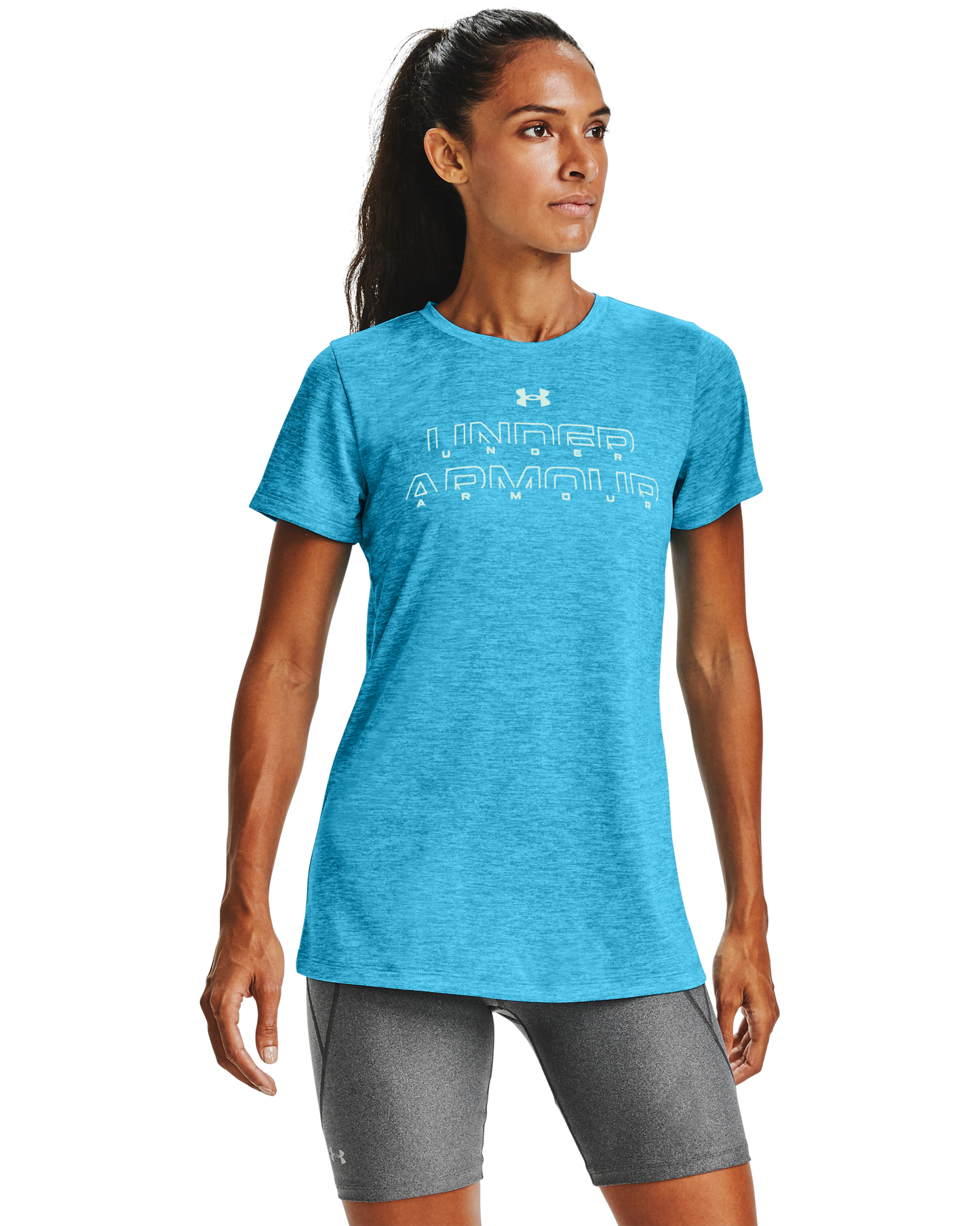 Women's UA Tech™ Twist Graphic Wordmark Short Sleeve Shirt