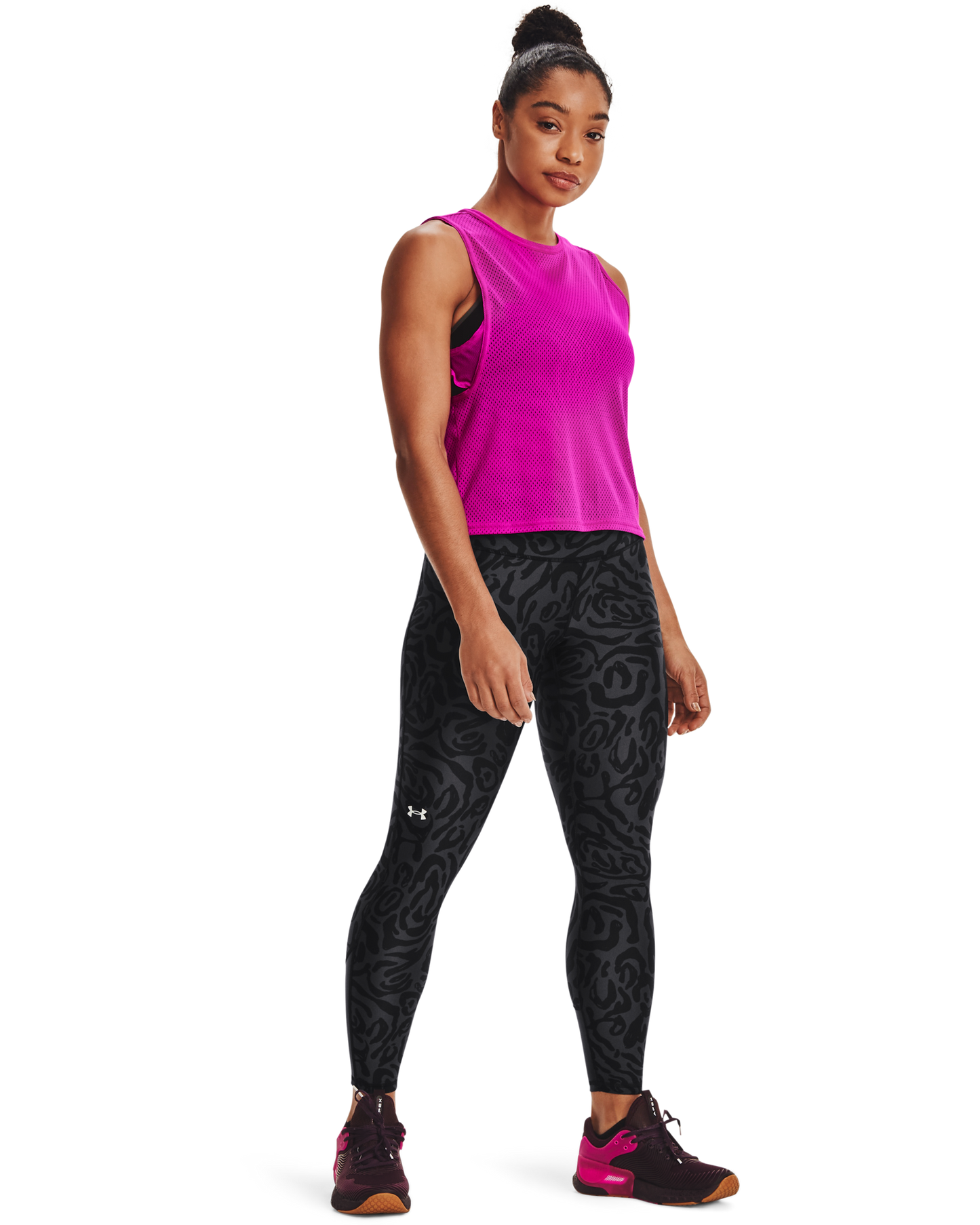 Women's HeatGear® Armour No-Slip Waistband Tonal Print Ankle Leggings