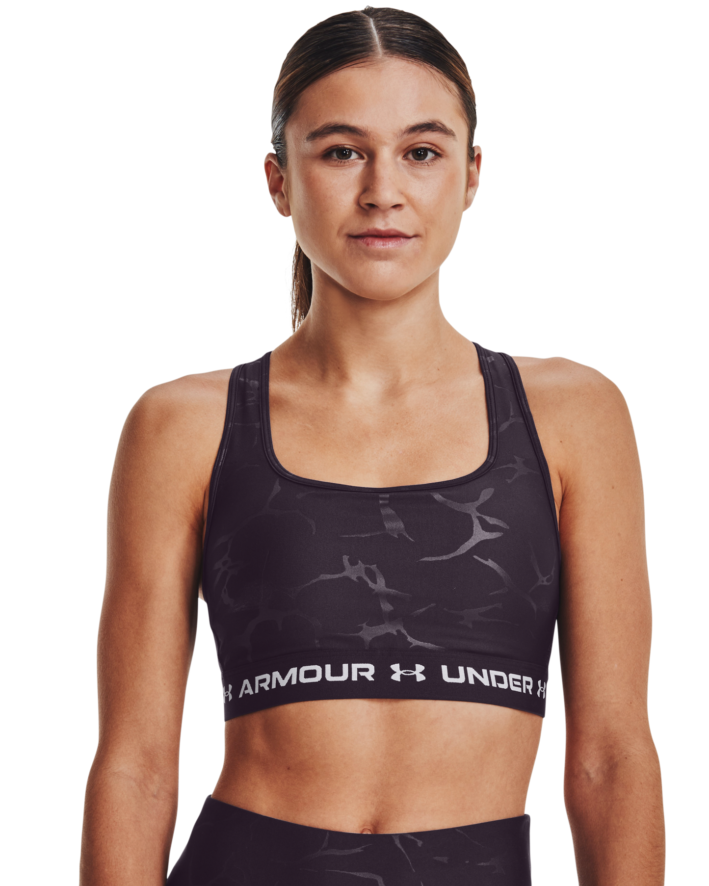 Women's Armour® Mid Crossback Emboss Sports Bra