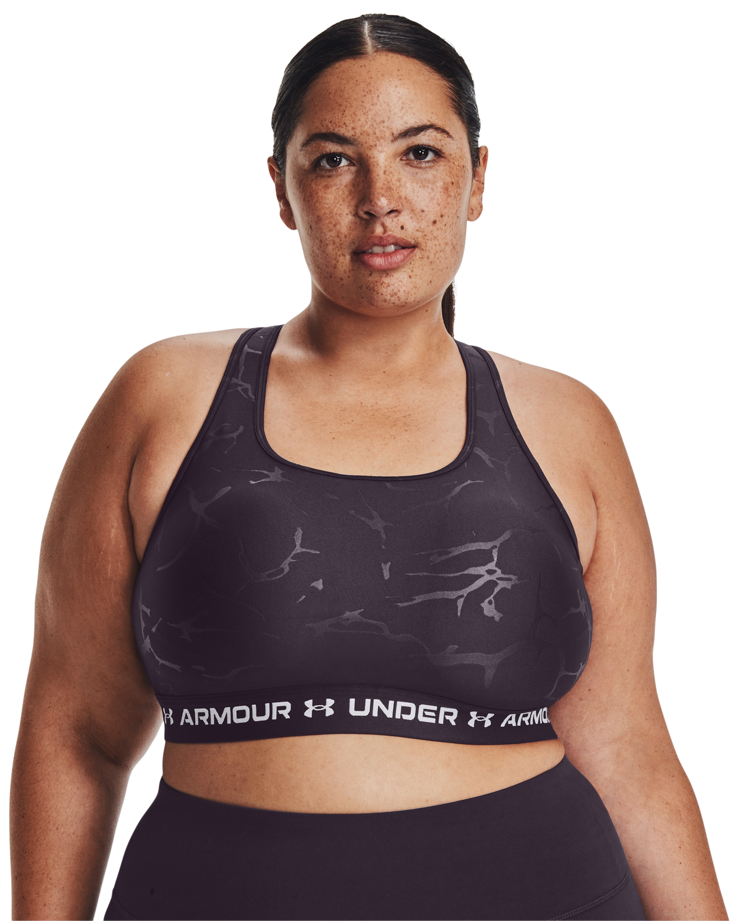 Women's Armour® Mid Crossback Emboss Sports Bra